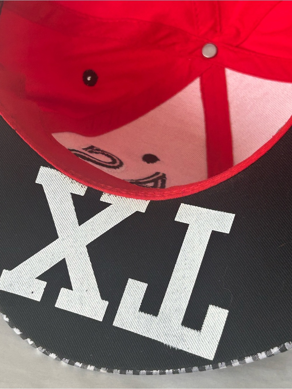 Red TEXAS Baseball Cap with Black & White Check Brim - Picture 7 of 7